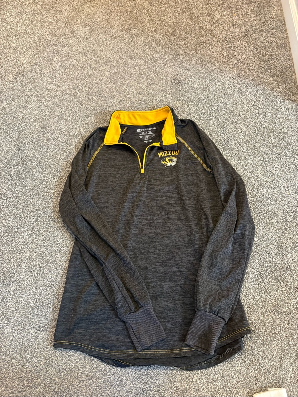Colosseum Kid’s Charcoal and Yellow Quarter-Zip Mizzou Pullover